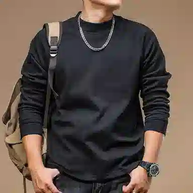 季言 半高领美式慵懒德绒卫衣 男款