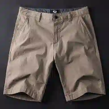 季言 速干透气纯色中腰直筒五分休闲短裤 男款 卡其色