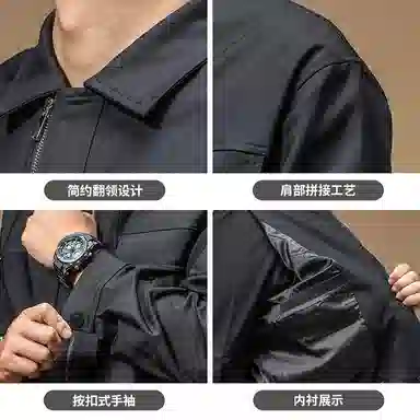 季言 纯色翻领工装夹克外套 男