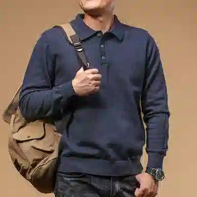 季言 纯色休闲复古简约长袖针织衫 男款