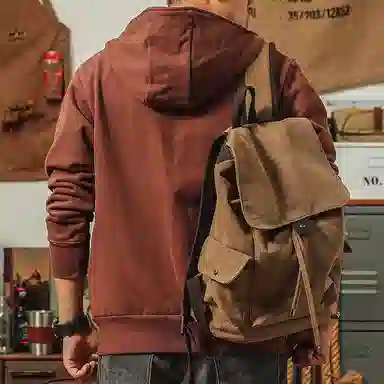 季言 纯色休闲重磅卫衣 男款 砖红色