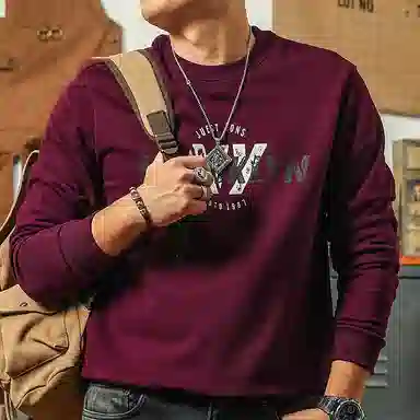 季言 重磅印花圆领长袖卫衣 男款