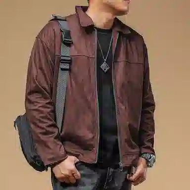季言 行政麂皮绒男士休闲外套高级感春秋款通勤休闲商务翻领上衣夹克 男款