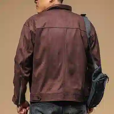 季言 行政麂皮绒男士休闲外套高级感春秋款通勤休闲商务翻领上衣夹克 男款