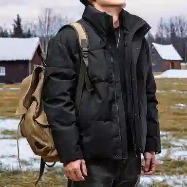 季言 高端鸭绒立领户外防风加厚保暖潮牌外套羽绒服 男款