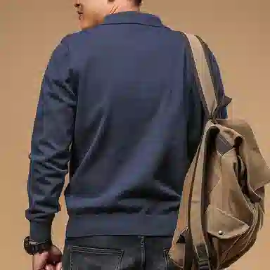 季言 纯色休闲复古简约长袖针织衫 男款