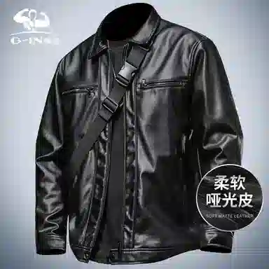 季言 季言皮夹克外套潮流帅气 秋季商务翻领休闲保暖时尚皮衣 男款