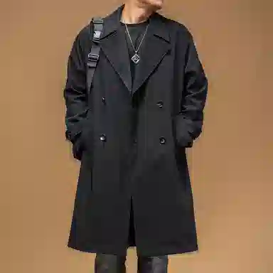 季言 长款休闲防风抗皱宽松长袖风衣 男款