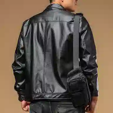 季言 季言皮夹克外套潮流帅气 秋季商务翻领休闲保暖时尚皮衣 男款