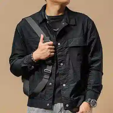 季言 薄款户外防水防紫外线休闲防晒服 男款 黑色