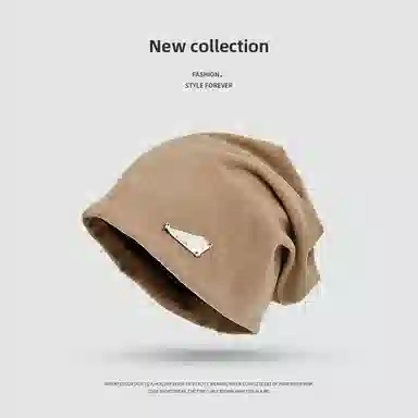 浪莎 休闲堆堆帽 秋冬季纯色银标美式慵懒风大头围套头帽素颜遮脸冷帽 聚酯纤维 帽子 男女同款情侣款