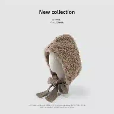 浪莎 可爱 护耳 保暖个性百搭帽子 冬季防寒纯色套头帽 聚酯纤维 毛绒帽 女款