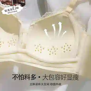 浪莎 薄款透气胸聚拢收副乳防下垂无钢圈蕾丝文胸