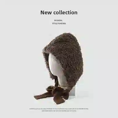 浪莎 可爱 护耳 保暖个性百搭帽子 冬季防寒纯色套头帽 聚酯纤维 毛绒帽 女款