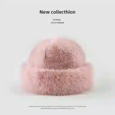 浪莎 外贸日系毛茸茸加绒保暖防寒大头围加厚显脸小 聚酯纤维 盆帽 女款