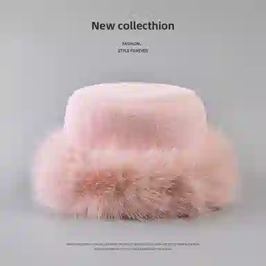 浪莎 毛绒 时尚百搭加绒加厚毛茸茸显脸小潮保暖 腈纶 盆帽 女款