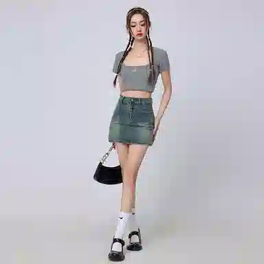 玫丝朵 复古弹力休闲牛仔短裙 女款