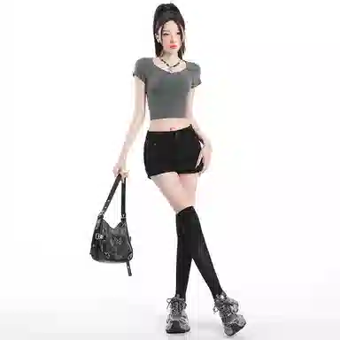 玫丝朵 时尚潮流高腰设计百搭牛仔短裤 女款