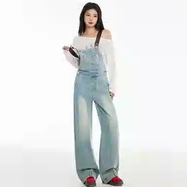 玫丝朵 时尚百搭宽松休闲舒适背带裤 女款