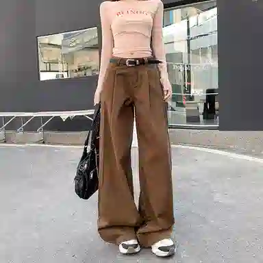 玫丝朵 宽松阔腿百搭韩系高腰牛仔裤 女款