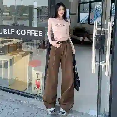 玫丝朵 宽松阔腿百搭韩系高腰牛仔裤 女款