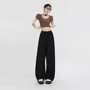 玫丝朵 高腰宽松简约阔腿休闲裤 女款