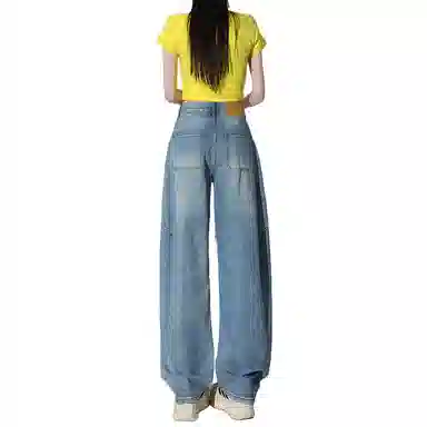 玫丝朵 复古宽松高腰舒适牛仔裤 女款