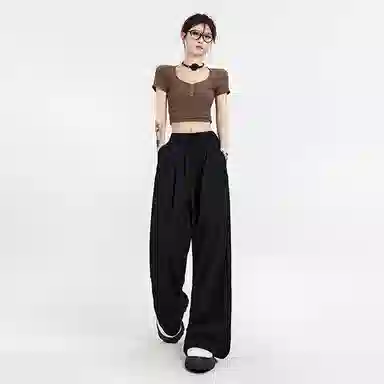 玫丝朵 高腰宽松简约阔腿休闲裤 女款
