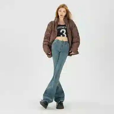 玫丝朵 甜酷少女感流苏毛边牛仔裤 女款