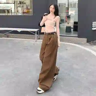 玫丝朵 宽松阔腿百搭韩系高腰牛仔裤 女款