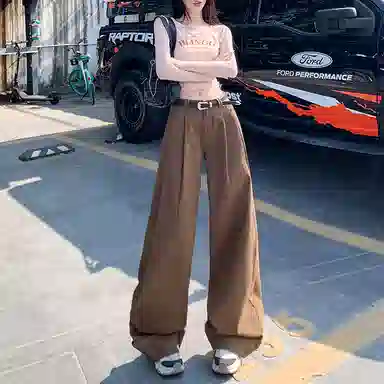 玫丝朵 宽松阔腿百搭韩系高腰牛仔裤 女款