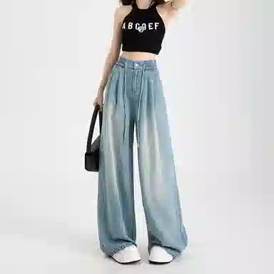 玫丝朵 百搭宽松阔腿牛仔裤 女款