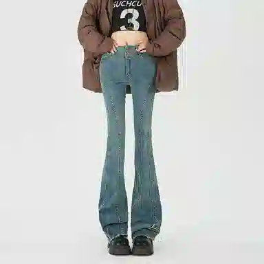 玫丝朵 甜酷少女感流苏毛边牛仔裤 女款