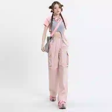 玫丝朵 纯色高腰宽松工装简约休闲裤 女款