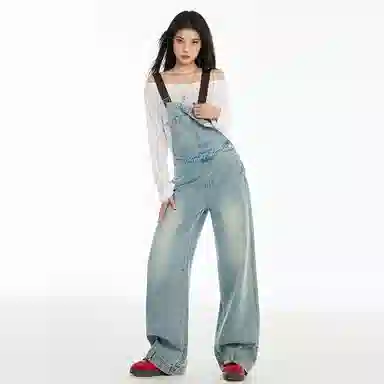 玫丝朵 时尚百搭宽松休闲舒适背带裤 女款