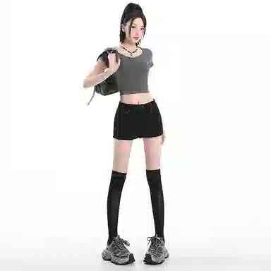 玫丝朵 时尚潮流高腰设计百搭牛仔短裤 女款