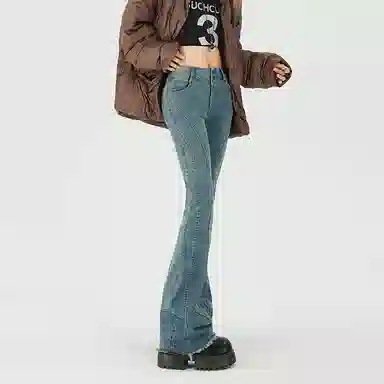 玫丝朵 甜酷少女感流苏毛边牛仔裤 女款