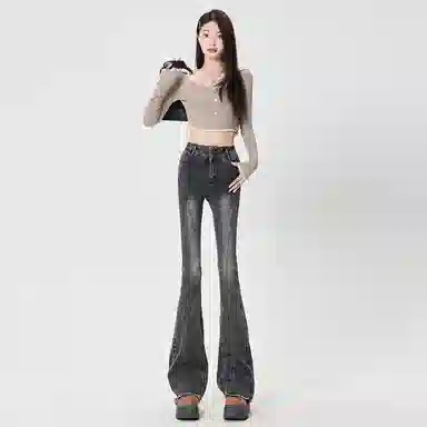 玫丝朵 甜酷少女感流苏毛边牛仔裤 女款