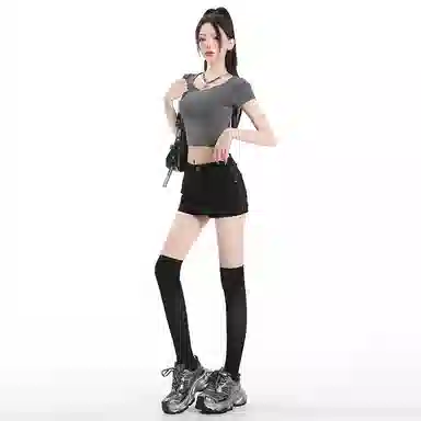 玫丝朵 时尚潮流高腰设计百搭牛仔短裤 女款