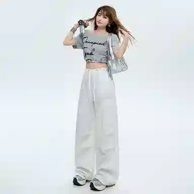 玫丝朵 高腰宽松简约工装休闲裤 女款