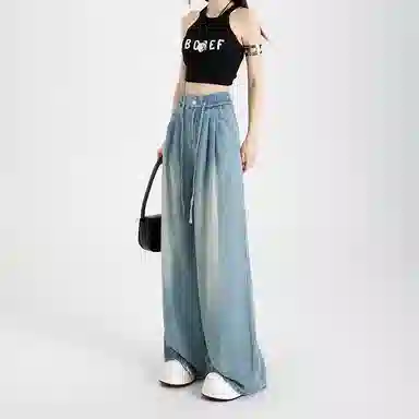 玫丝朵 百搭宽松阔腿牛仔裤 女款