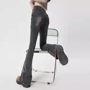 玫丝朵 甜酷少女感流苏毛边牛仔裤 女款