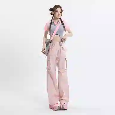 玫丝朵 纯色高腰宽松工装简约休闲裤 女款