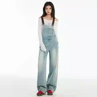 玫丝朵 时尚百搭宽松休闲舒适背带裤 女款