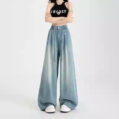 玫丝朵 百搭宽松阔腿牛仔裤 女款