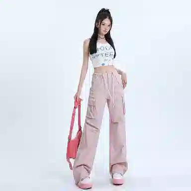 玫丝朵 高腰工装小众设计阔腿休闲裤 女款