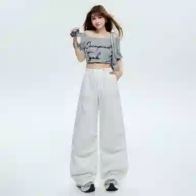 玫丝朵 高腰宽松简约工装休闲裤 女款