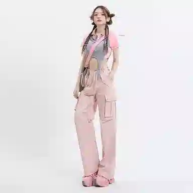 玫丝朵 纯色高腰宽松工装简约休闲裤 女款