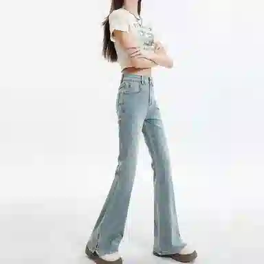 玫丝朵 侧开叉高弹微喇百搭马蹄牛仔裤 女款