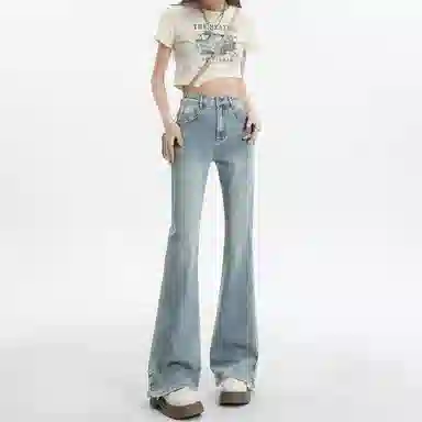 玫丝朵 侧开叉高弹微喇百搭马蹄牛仔裤 女款